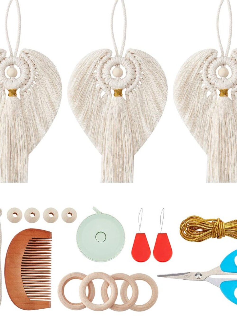 3 Set DIY Macrame Angel Kit Macrame Angel Hanging Ornament Boho Macramé Wall Han